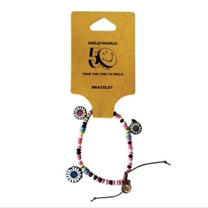 SmileyWorld NWT Take the Time To Smile Beaded‎ Flower Bracelet Adjustable